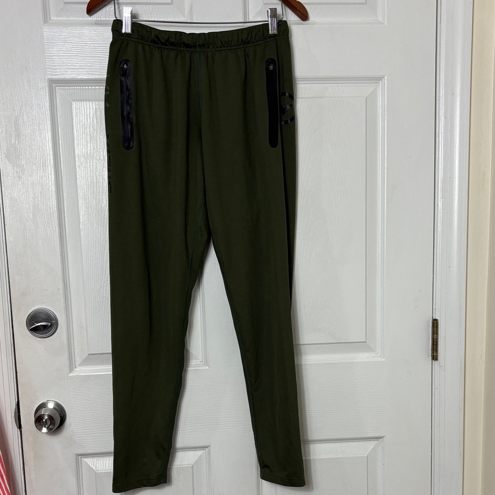 Virus KL1 Olive Green Athletic Jogger Pants Black Trim Size Medium drawstring